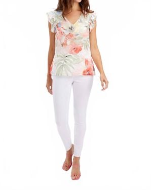 FRANK LYMAN V-Neck Floral Pullover - Red
