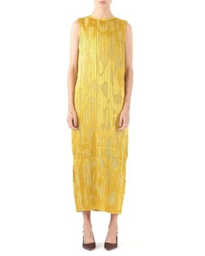 Jason Wu Abstract Fil Coupe Pleated Midi Shift Dress - Yellow