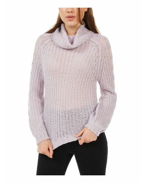Planet Gold Knitted Printed Long Sleeve Cowl Neck T Shirt Sweater - Purple