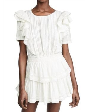 LoveShackFancy Polka Dot Tiered Mini Dress - White