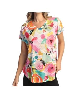 Jess & Jane Sangria Cap Sleeve Top - Pink