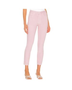GRLFRND High-Rise Skinny Cropped Jeans - Pink