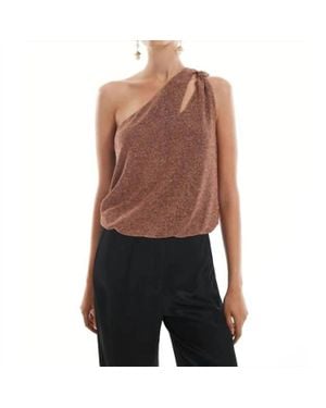 Krisa Tie One Shoulder Tank - Brown