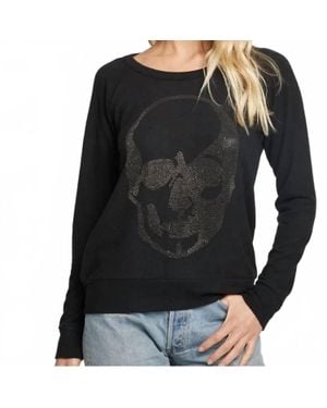 Chaser Brand Diamond Skull Pullover Long Sleeve Tee - Black