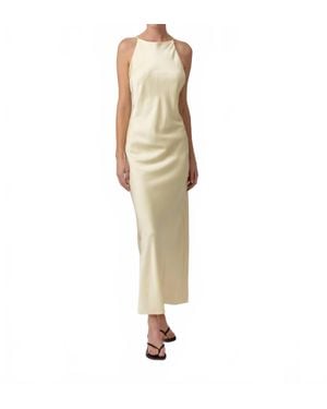 Line & Dot Satin Maxi Dress - Metallic