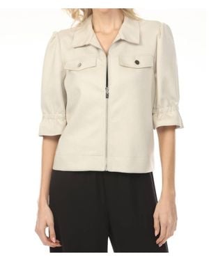 Joseph Ribkoff Zip Front Puff Sleeve Jacket - Natural