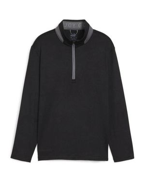 PUMA Golf Jacket Kids Boys Quarter Zip Long Sleeve Pullover Red468 - Black