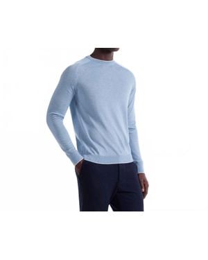 Bugatchi Wool Silk Crew Neck Sweater With Tipping - Blue