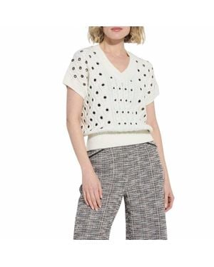 Lyssé Claudie Eyelet Cable Vest - Gray