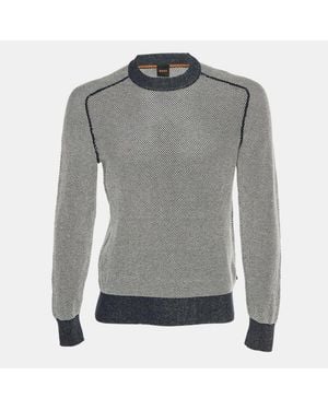 BOSS Crewneck Cotton Knit Slim Fit Sweater - Gray
