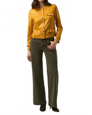 Joseph Ribkoff Foiled Faux Suede Jacket - Yellow