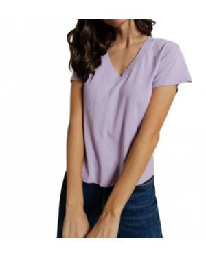 PERFECTWHITETEE Hendrix V Neck Tee - Purple