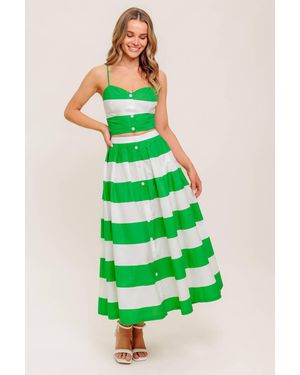 TRUEDAMES Infinite Flare Woven Top And Skirt Set - Green
