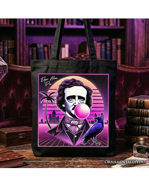 OrnamentallyYou Vaporwave Horror Tote Bag Neon Halloween Gift - Purple