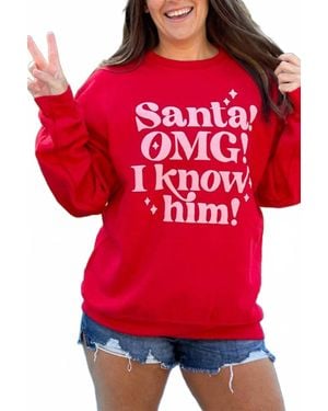 Glittering South Santa Omg Graphic Tee - Red