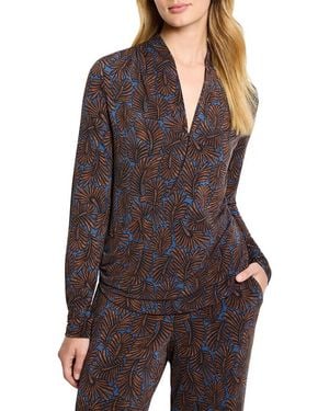 NIC+ZOE Feather Fern Wrap Top - Brown
