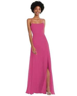 After Six Scoop Neck Convertible Tie-Strap Maxi Dress With Front Slit - Purple