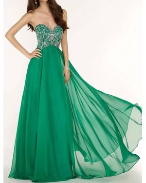Alyce Paris Classic Sweetheart Chiffon Gown - Green