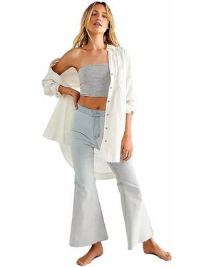 Free People Youthquake Crop Flare Jeans - White