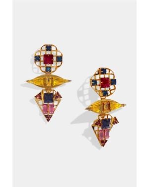 Nicole Romano Livia Sculptural Colored Stone Earrings - White