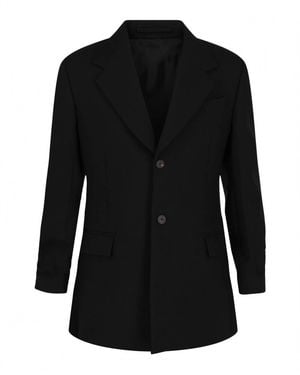 Ferragamo Notched Lapel Wool Blazer - Black