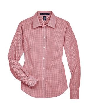 Devon & Jones Crown Collection Gingham Check Woven Dress Shirt - Pink