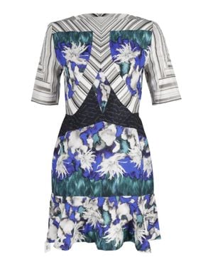 Peter Pilotto Printed Fluted Mini Dress - Blue