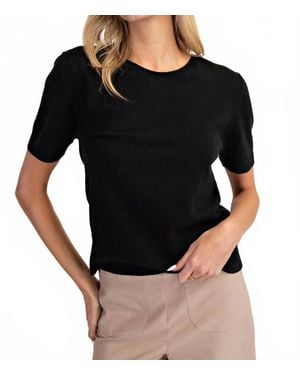 Eesome Round Neck Short Sleeve Sweater - Black