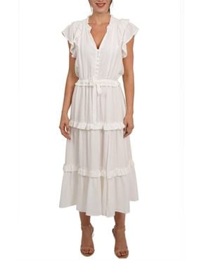 Love Token Tiered Midi Dress - White