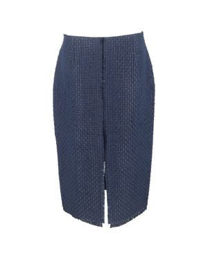 Roland Mouret Woven-Effect Midi Pencil Skirt - Blue