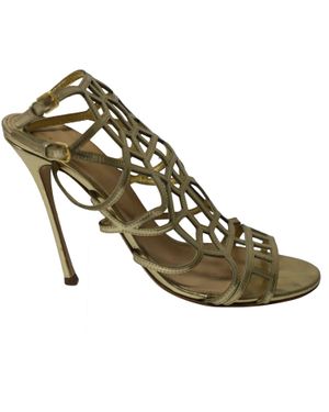 Sergio Rossi Caged Leather Puzzle Sandals - Metallic