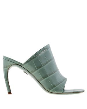 Ferragamo Ferragamo Brina Croc-Embossed Mule Sandals - Green