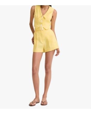 Matthew Bruch Pleated High Waist Shorts - Yellow