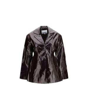 Ganni Polyethylene Full-Length Jacket - Black
