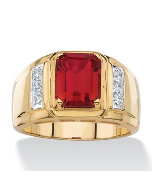 Palmbeach Jewelry 3.71 Tcw Genuine Garnet And Diamond 18K-Plated Ring - Red