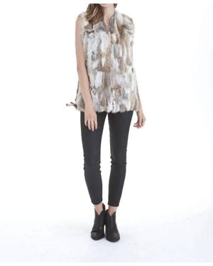 Love Token Savannah Genuine Real Rabbit Fur Vest - Gray