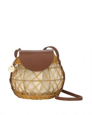 Alex Max Marza Rattan Bowl Bag - Brown
