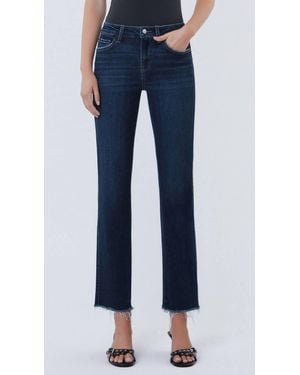 LOVERVET Mid Rise Raw Hem Ankle Straight Jeans - Blue