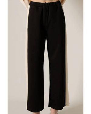 P.Cill Butter Modal Side Strip Wide Leg Pants - Black