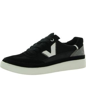 Vionic Mylie Canvas Leather Trim Casual And Fashion Sneakers - Black