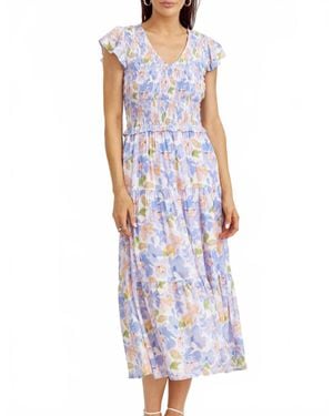 Greylin Sally Floral Smocked Dress - Purple