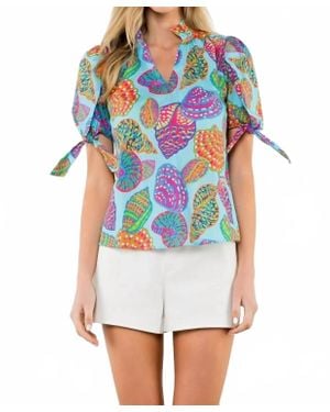 Thml Tie Sleeve Shell Print Blouse - White
