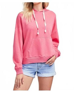 Wildfox Long Sleeve Cut-Out Shoulder Pullover Hoody - Red