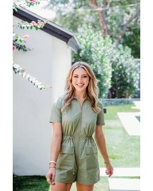 Karlie Cinch Waist Romper - Green