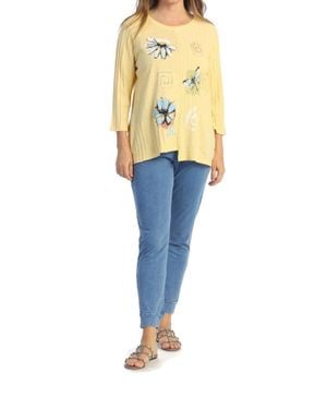 Jess & Jane Spirals Mineral Washed Ribbed Cotton Top - Yellow