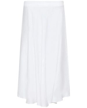 Marella Mllgiostra Flowing Midi Linen Skirt - White