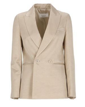 Peserico Viscose-Blend Double-Breasted Blazer - Natural