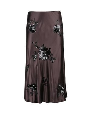 ERMANNO FIRENZE Acetate-Blend Sequined Satin Midi Skirt - Brown