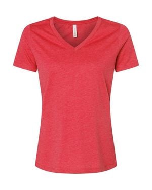 Bella Canvas Relaxed Heather Cvc V-Neck Tee - Red