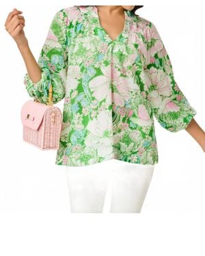 Lilly Pulitzer Lourdes Ruffle Top - Green